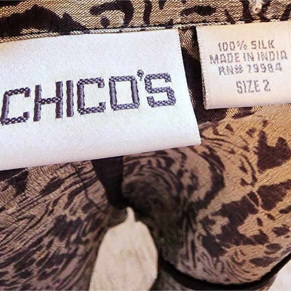 CHICOS BLACK/GRAY ANIMAL PRINT SILK JACKET SIZE 2 (MED) - Picture 5 of 5